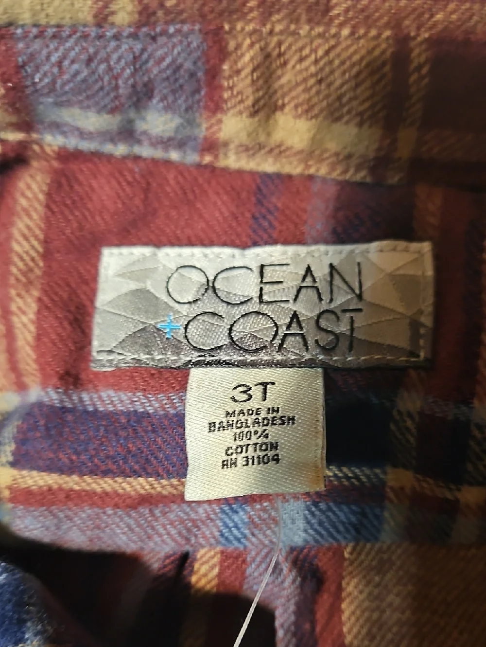 Boys Plaid Button-Down Shirt - Burgundy, Blue & Tan